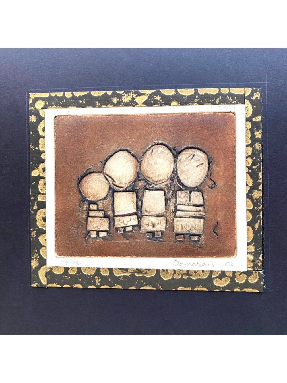 1962 Joseph Demarais Abstract Family Intaglio Relief Series C 119/150 Framed